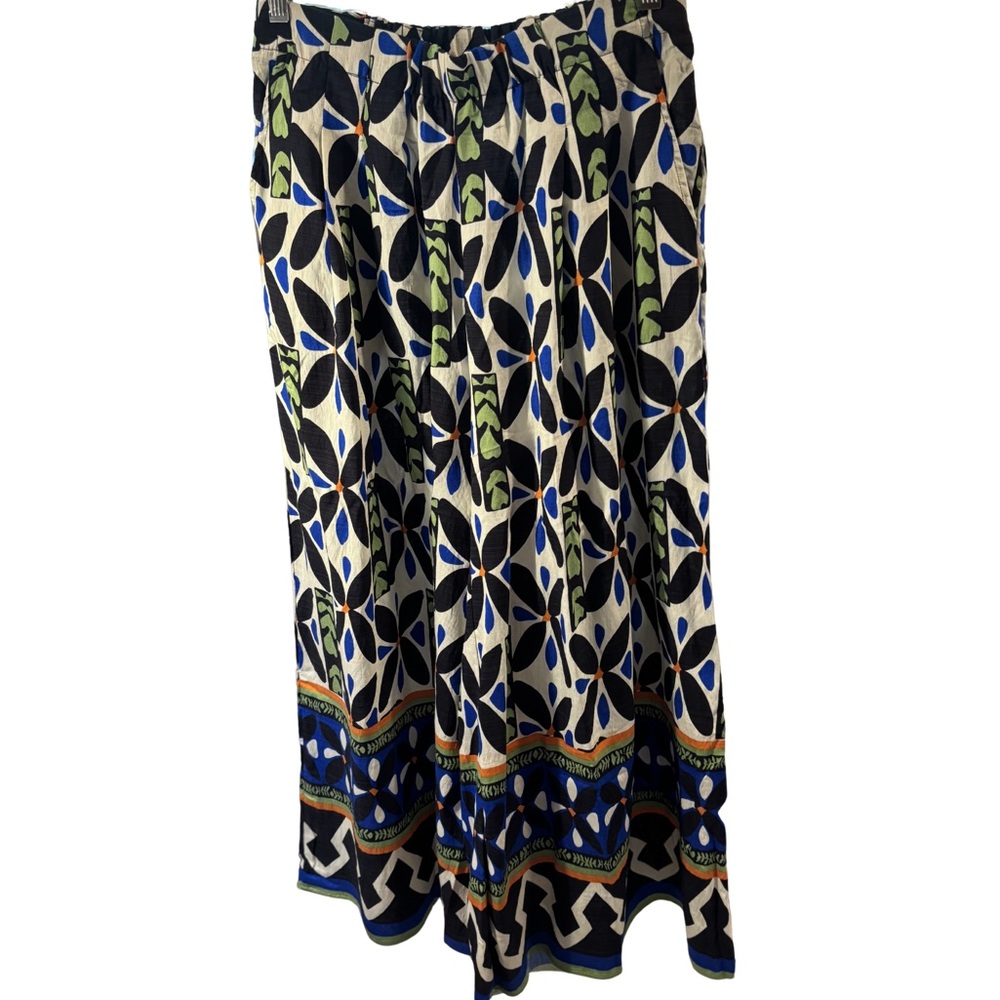 Umgee Boho Colorful Geometric Design Wide Leg Pants Medium New